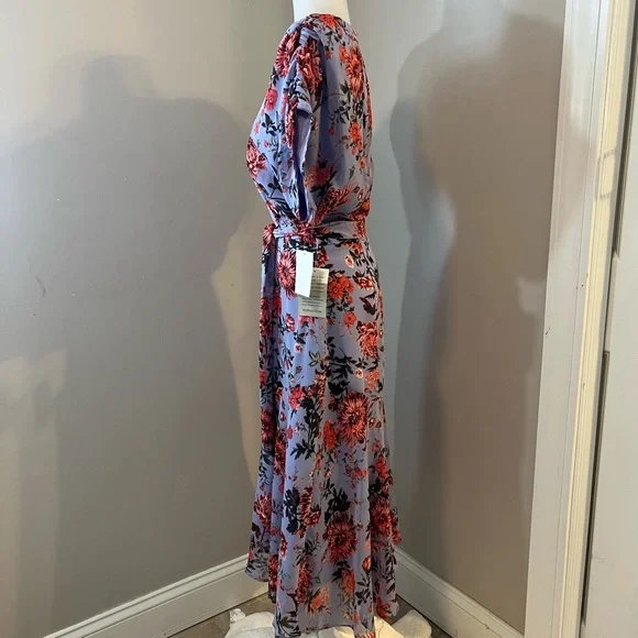 Chelsea28 Blue and Purple Wrap Midi Dress with V-Neck - Picture 7 of 16